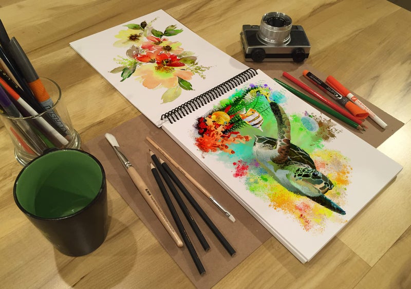 Design Ideation Watercolor Sketch Book. Spiral bound, watercolor paper sketchbook for Pencil, Ink, Marker, Charcoal and Watercolor Paints. Great for Art, Design and Education. (8.5" x 11") - Image 3